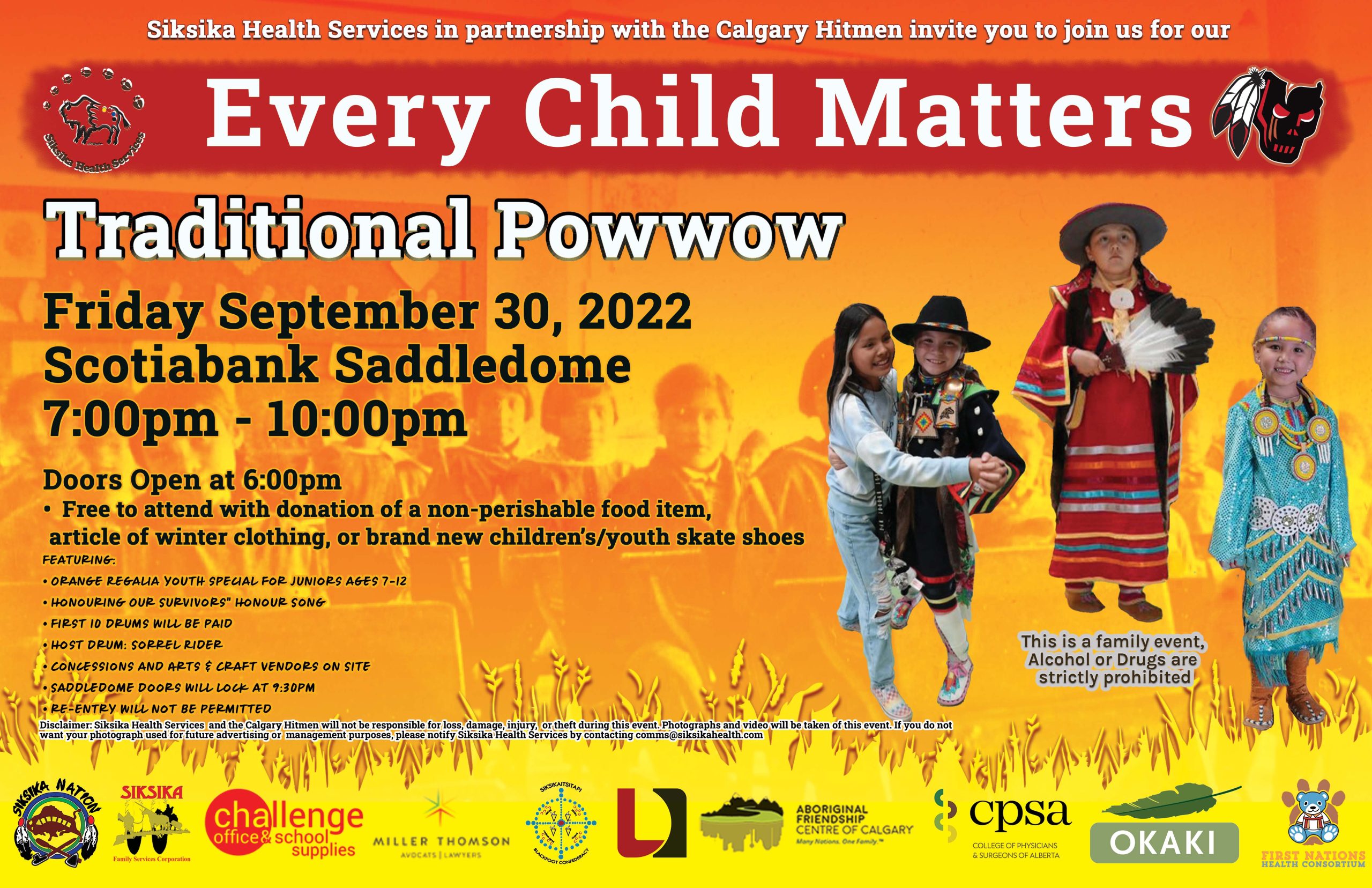 FOR IMMEDIATE RELEASE: Every Child Matters Traditional Powwow at Scotiabank  Saddledome - Siksika Health ServicesSiksika Health Services