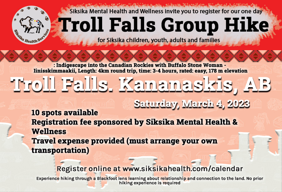 Troll Kansas Siksika Wellness Outdoors Troll Falls Group Hike - Siksika Health ...